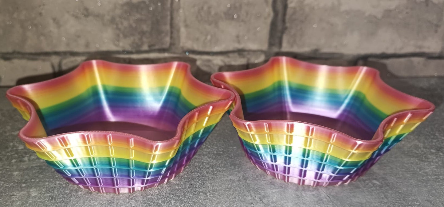 Art 0283 Deko Eiswaffel Schale - 2er Set| 3D-gedruckt | ca 13cm Durchmesser und 4,5cm hoch| PLA Regenbogen| Deko Home Geschenk