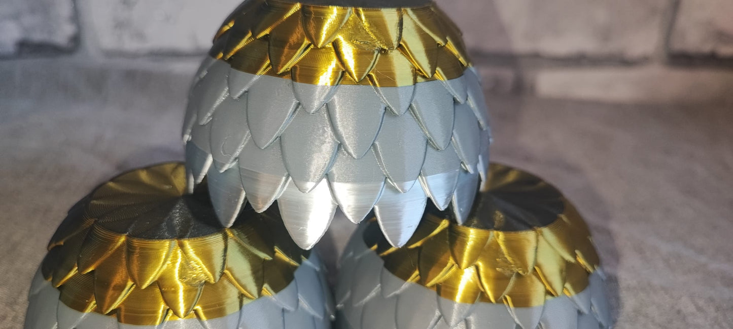 Art 0142 Drachenschuppen Teelichthalter B- Ware | 3D-gedruckt| 5*8cm | PLA schwarz gold silber chrome Deko Home Geschenk Art 0142