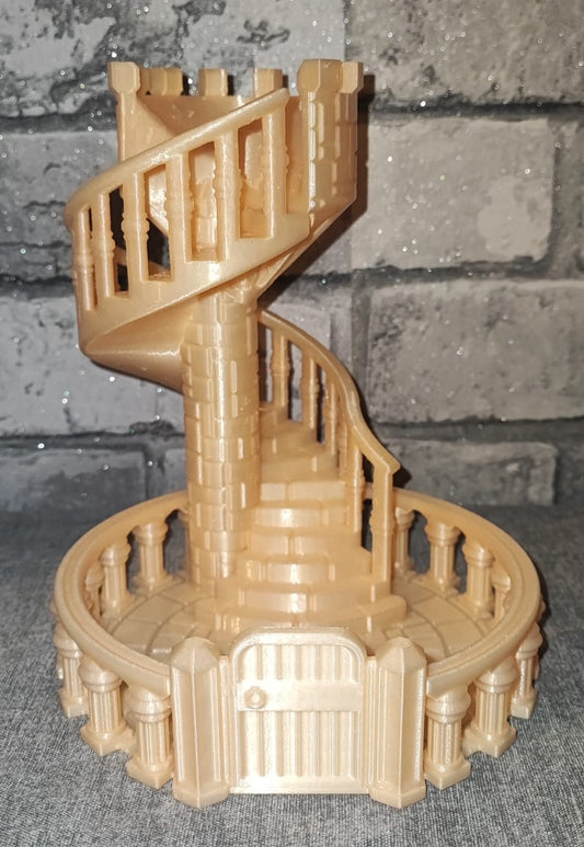 Art 0165 Drachen Würfelturm Burg| 3D-gedruckt| 18*14,5cm | PLA Sandgold schimmernd Deko Home Geschenk Art 0165