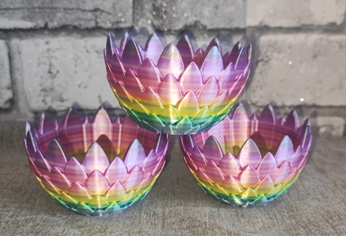 Art 0135 Drachenschuppen Teelichthalter B- Ware | 3D-gedruckt| 5*8cm | PLA Regenbogen Deko Home Geschenk Art 0135