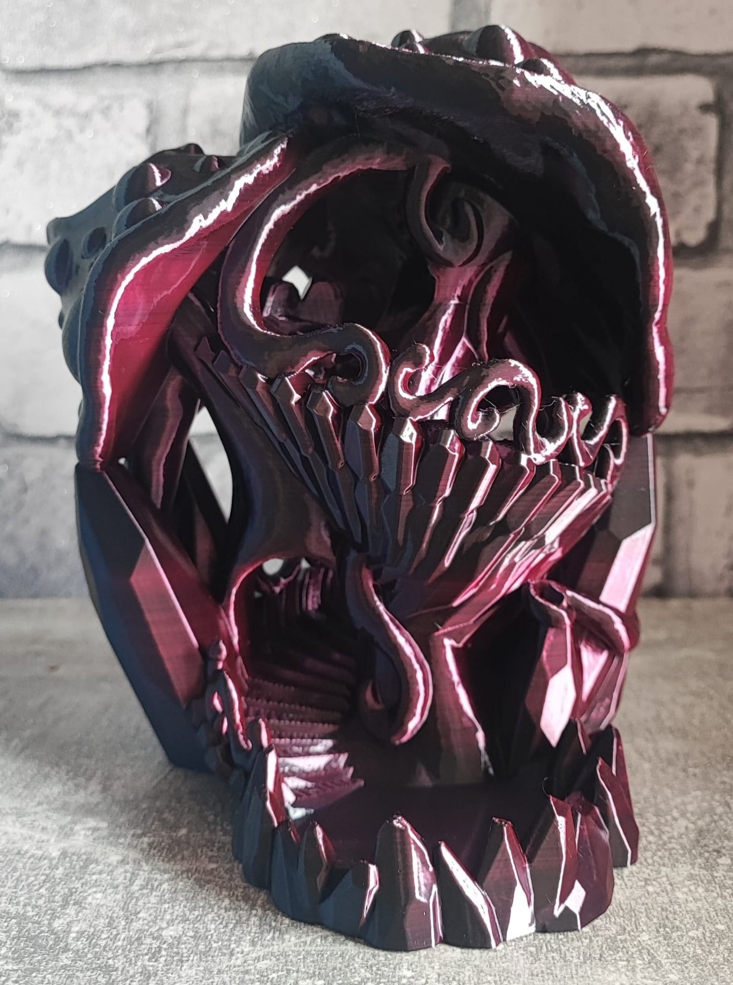 Art 0199 Kristall Pilz Würfelturm | 3D-gedruckt| 17,5*14,0cm | PLA rose red schwarz Deko Home Geschenk Art 0199