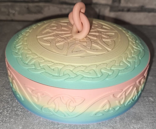 Art 0305 Dose mit Muster | 3D-gedruckt | ca 13cm Durchmesser und 8cm hoch| PLA matt Regenbogen | Deko Home Geschenk