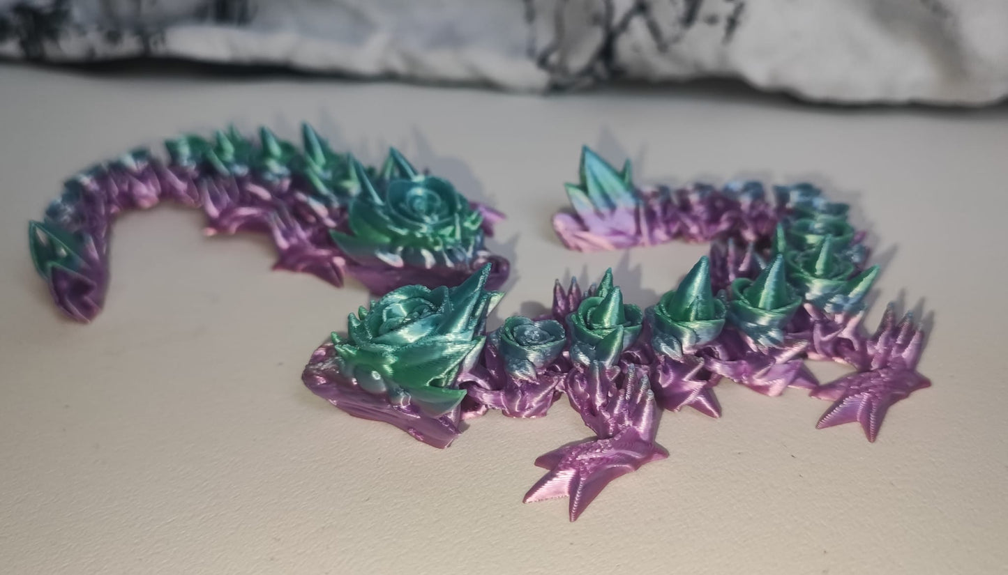 Art. 0106 Baby-Rosen-Drachen | 3D-gedruckter beweglicher Drache | ca.16 cm lang | PLA Farbverlauf Deko & Geschenk für Fantasy-Fans Art. 0106