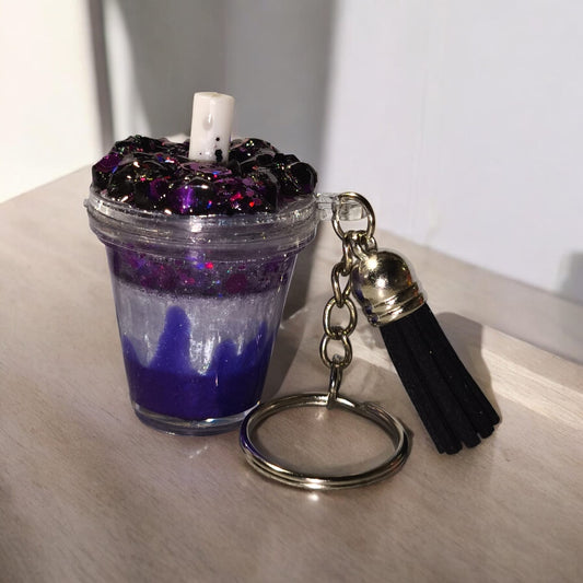 Mini Schlüsselanhänger im Snowglobe Design - Unikat - mit Quaste und Schlüsselring - Art Nr S021
