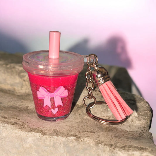 Mini Schlüsselanhänger im Snowglobe Design - Unikat - mit Quaste und Schlüsselring - Art Nr S034
