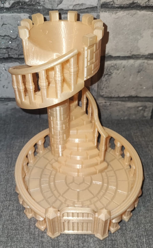 Art 0165 Drachen Würfelturm Burg| 3D-gedruckt| 18*14,5cm | PLA Sandgold schimmernd Deko Home Geschenk Art 0165