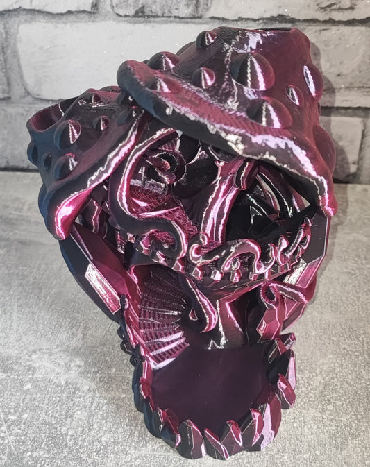 Art 0199 Kristall Pilz Würfelturm | 3D-gedruckt| 17,5*14,0cm | PLA rose red schwarz Deko Home Geschenk Art 0199