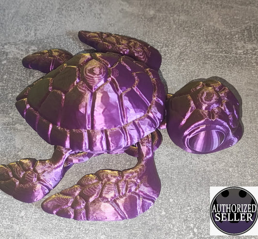 Art 0216 Riesen Schildkröte Deko| 3D-gedruckt | 18*15cm lang/breit | PLA lila/gold Deko Home Geschenk B- Ware