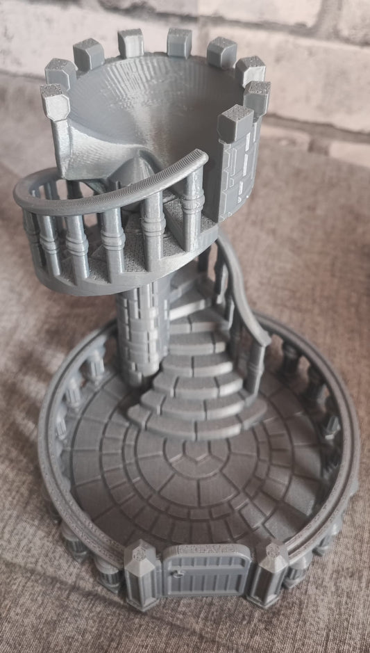 Art 0138 Drachen Würfelturm Burg| 3D-gedruckt| 18*14,5cm | PLA Silber Deko Home Geschenk Art 0138