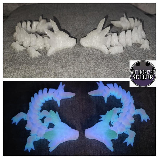 Art 0120 Flexi Leucht Axolotl | 3D-gedruckter beweglicher Axolotl | ca. 18 cm lang | PLA bunt leuchtend Deko & Geschenk für Fantasy-Fans Art 0120
