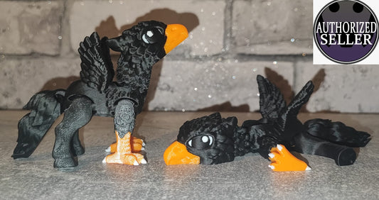 Art 0208 Hippo Greifvogel| 3D-gedruckt| 7,5cm hoch & 10cm lang| PLA schwarz orange weiß Deko Home Geschenk