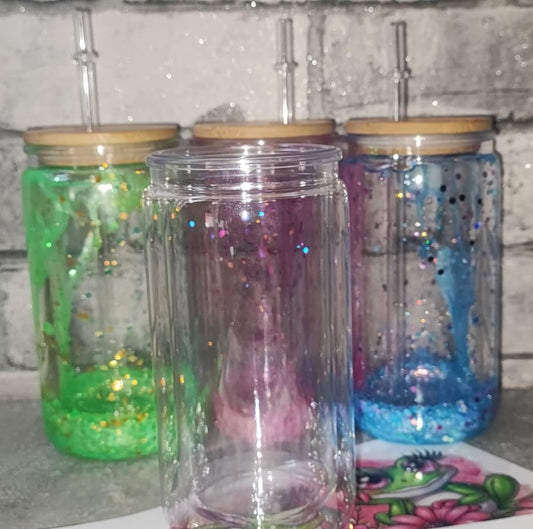 Lava Becher mit Strohhalm und UV Dtf Aufkleber - Kunststoff - Bambus Deckel
