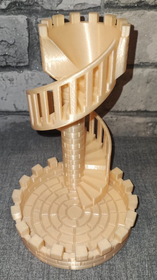 Art 0164 Drachen Würfelturm Burg| 3D-gedruckt| 18*12,5cm | PLA Sandgold schimmernd Deko Home Geschenk Art 0164