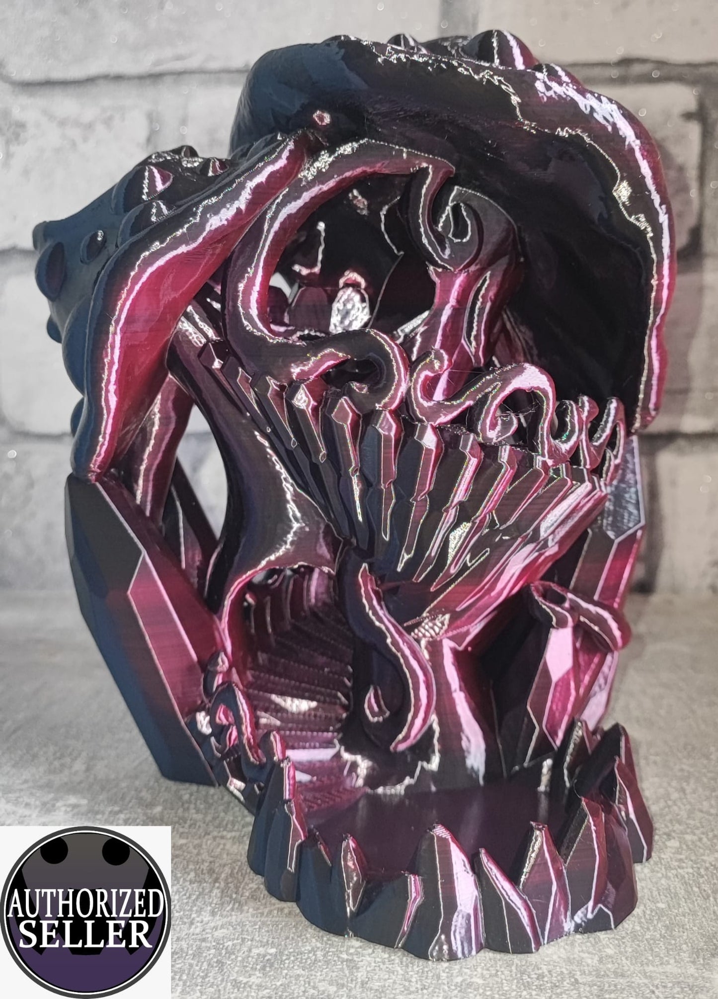 Art 0199 Kristall Pilz Würfelturm | 3D-gedruckt| 17,5*14,0cm | PLA rose red schwarz Deko Home Geschenk Art 0199