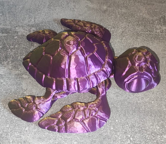Art 0216 Riesen Schildkröte Deko| 3D-gedruckt | 18*15cm lang/breit | PLA lila/gold Deko Home Geschenk B- Ware