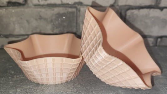 Art 0306 Deko Eiswaffel Schale 2er Set| 3D-gedruckt | ca 13cm Durchmesser und 4,5cm hoch| PLA hautfarbend| Deko Home Geschenk