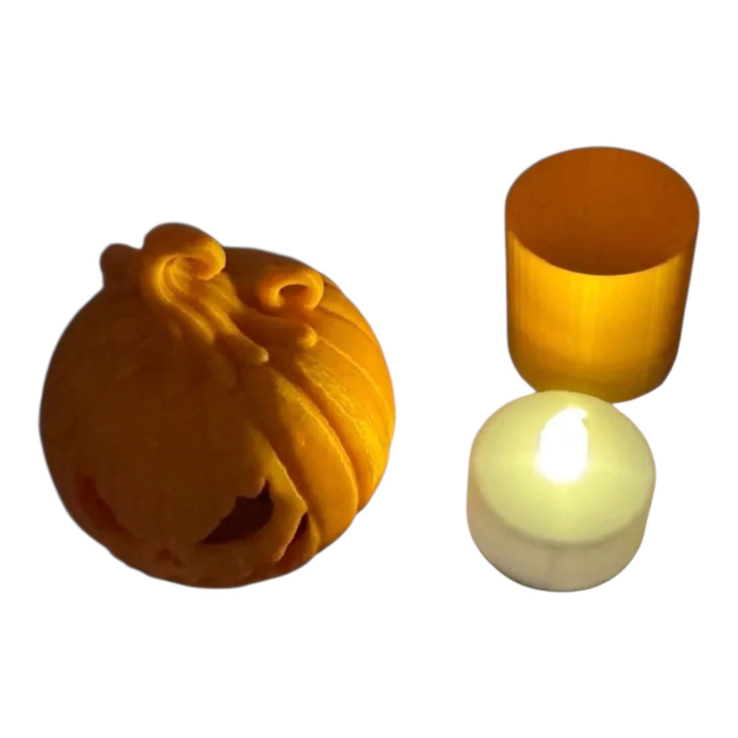 Kürbis - LED Teelicht beleuchtet - orange - 3D gedruckt - Dekoartikel Art Nr. E-0008