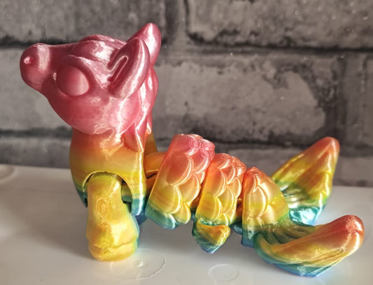 Art. 0203 Seepferdchen | 3D-gedruckt beweglich | ca 14,5 cm lang | PLA Regenbogenverlauf Deko & Geschenk für Fantasy-Fans