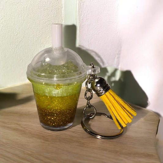Mini Schlüsselanhänger im Snowglobe Design - Unikat - mit Quaste und Schlüsselring - Art Nr S005