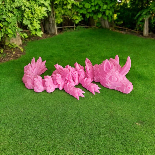 Art.014 Großer Flexi Einhorn Drache | 3D-gedruckter beweglicher Drache | 30,5 cm lang | PLA Deko & Geschenk für Fantasy-Fans Art.014