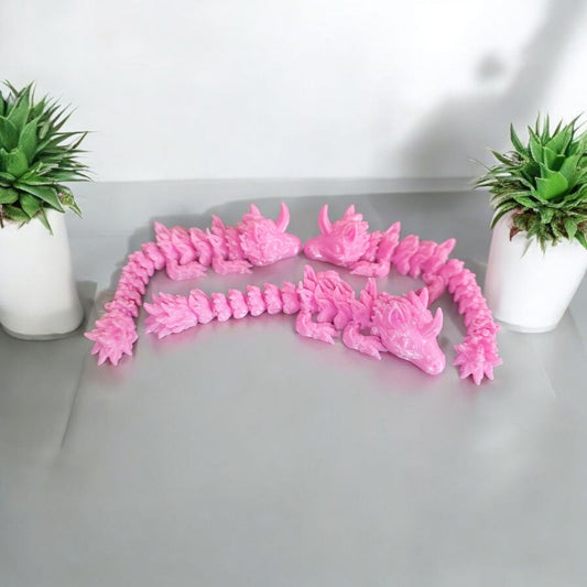 Art.018 Flexi Baby Einhorn Drache| 3D-gedruckter beweglicher Drache | 11,8 cm lang | PLA rosa Deko & Geschenk für Fantasy-Fans Art.018