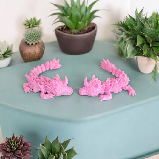 Art.018 Flexi Baby Einhorn Drache| 3D-gedruckter beweglicher Drache | 11,8 cm lang | PLA rosa Deko & Geschenk für Fantasy-Fans Art.018