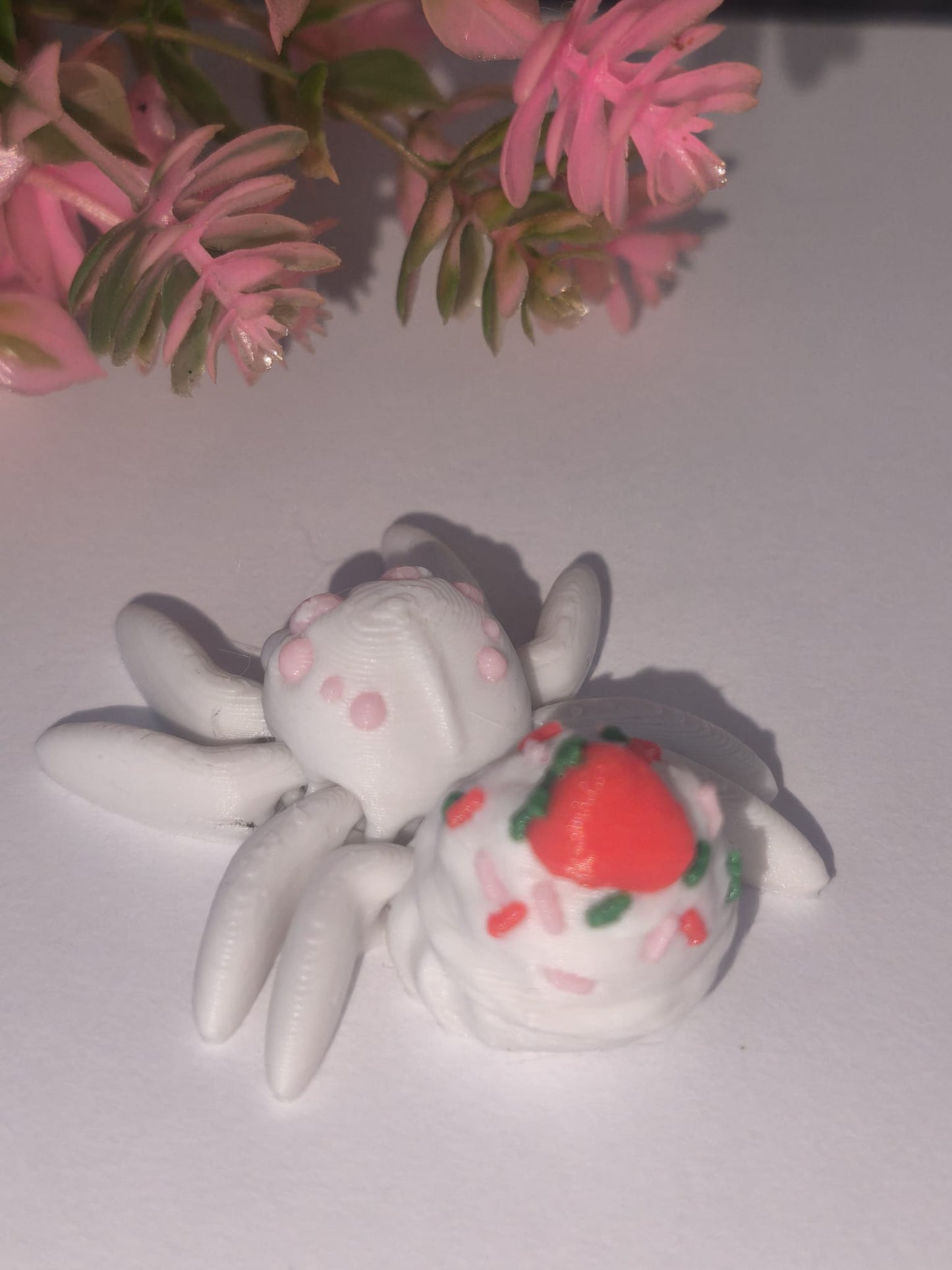 Art 0380 Flexi Dessert Spinne| 3D-gedruckt| ca 5*4,5cm breit | PLA weiß Deko & Geschenk für Fantasy-Fans
