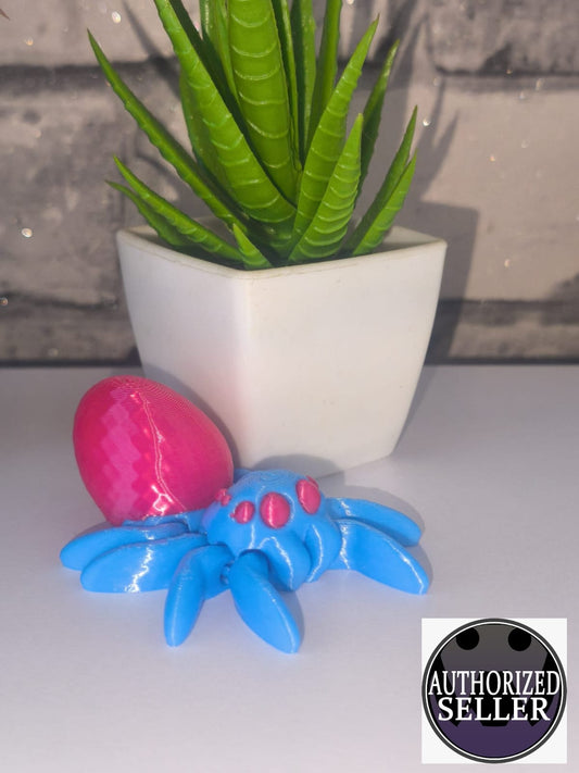 Art 0379 Flexi Osterei Spinne| 3D-gedruckt| ca 7,5*5cm breit | PLA pink blau Deko & Geschenk für Fantasy-Fans