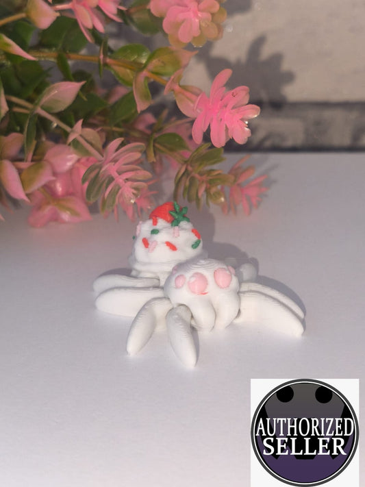 Art 0380 Flexi Dessert Spinne| 3D-gedruckt| ca 5*4,5cm breit | PLA weiß Deko & Geschenk für Fantasy-Fans