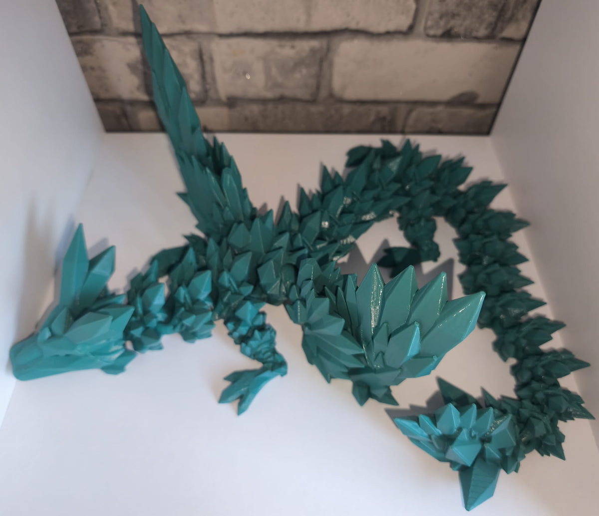 Mega Flexi Kristall-Drache mit Flügel | 3D-gedruckt| ca. 58cm cm lang | PLA grün Deko & Geschenk für Fantasy-Fans Art Nr 0394