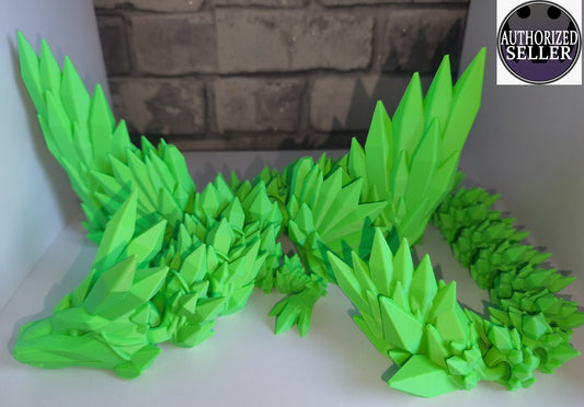 Mega Flexi Kristall-Drache mit Flügel | 3D-gedruckter beweglicher Drache | ca. 58cm cm lang | PLA zarter Farbverlauf Deko & Geschenk für Fantasy-Fans Art Nr 0399