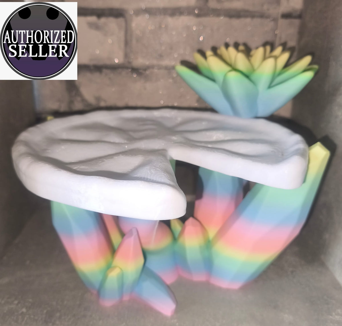 XL Seerosenblatt getragen von Kristallen mit Seerose| 3D-gedruckt| ca. 22*30 cm | PLA matt Farbverlauf Art Nr 0406