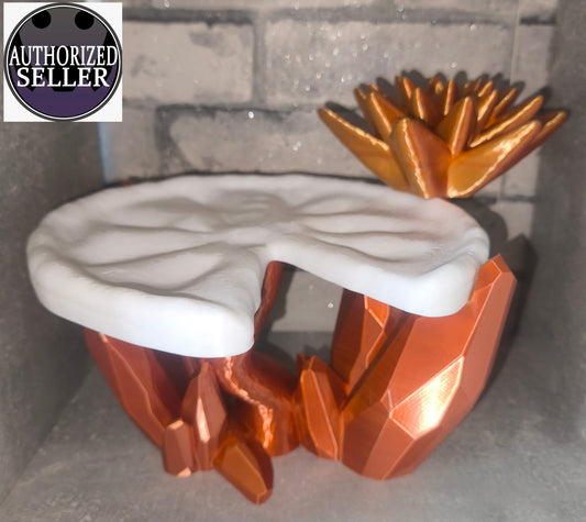 XL Seerosenblatt getragen von Kristallen mit Seerose| 3D-gedruckt| ca. 22*30 cm | PLA kupfer gold Art Nr 0407