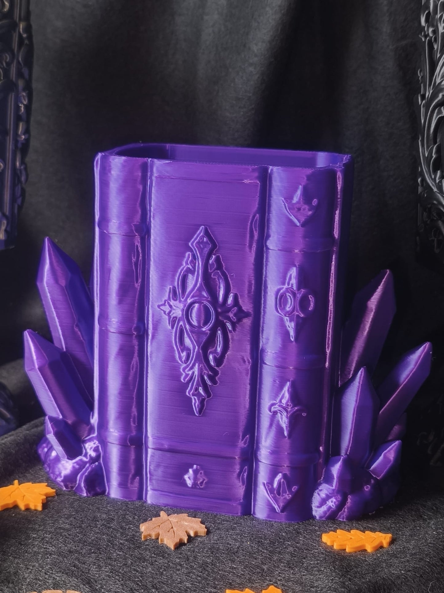 Zauberbuch mit Kristallen Behälter - 12cm Höhe - Farbe nach Wahl - 3D gedruckt - Dekoartikel Art Nr. E-0001