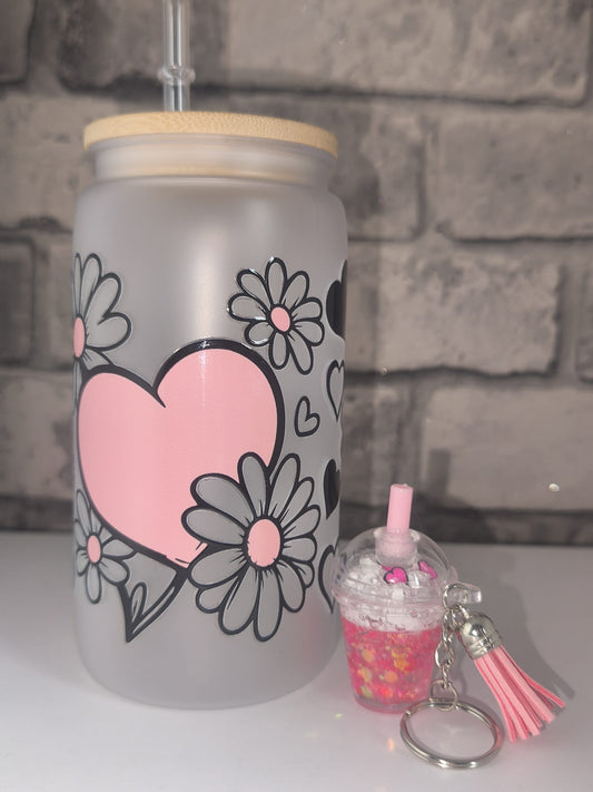 Bundle Muttertagsgeschenk| Kunststoffbecher mit UV Dtf Aufkleber inkl Strohhalm - Schlüsselanhänger |Art Nr 0401a