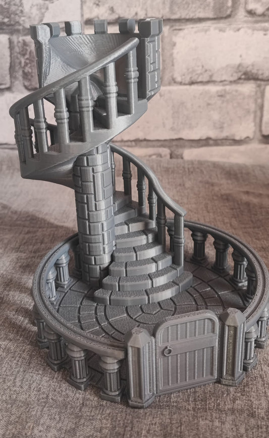 Art 0138 Drachen Würfelturm Burg| 3D-gedruckt| 18*14,5cm | PLA Silber Deko Home Geschenk Art 0138