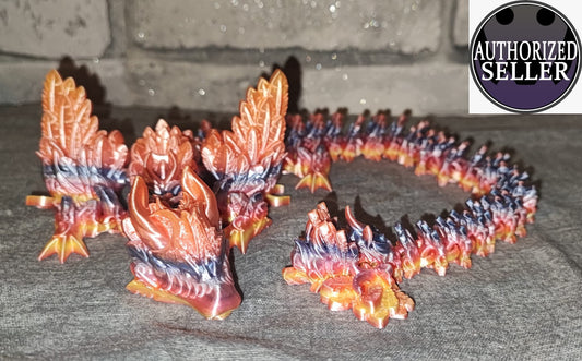 Art 0156 Flexi Mondflügel Drache | 3D-gedruckter beweglicher Drache | ca. 41,5 cm lang | PLA Regenbogen Deko & Geschenk für Fantasy-Fans Art 0156