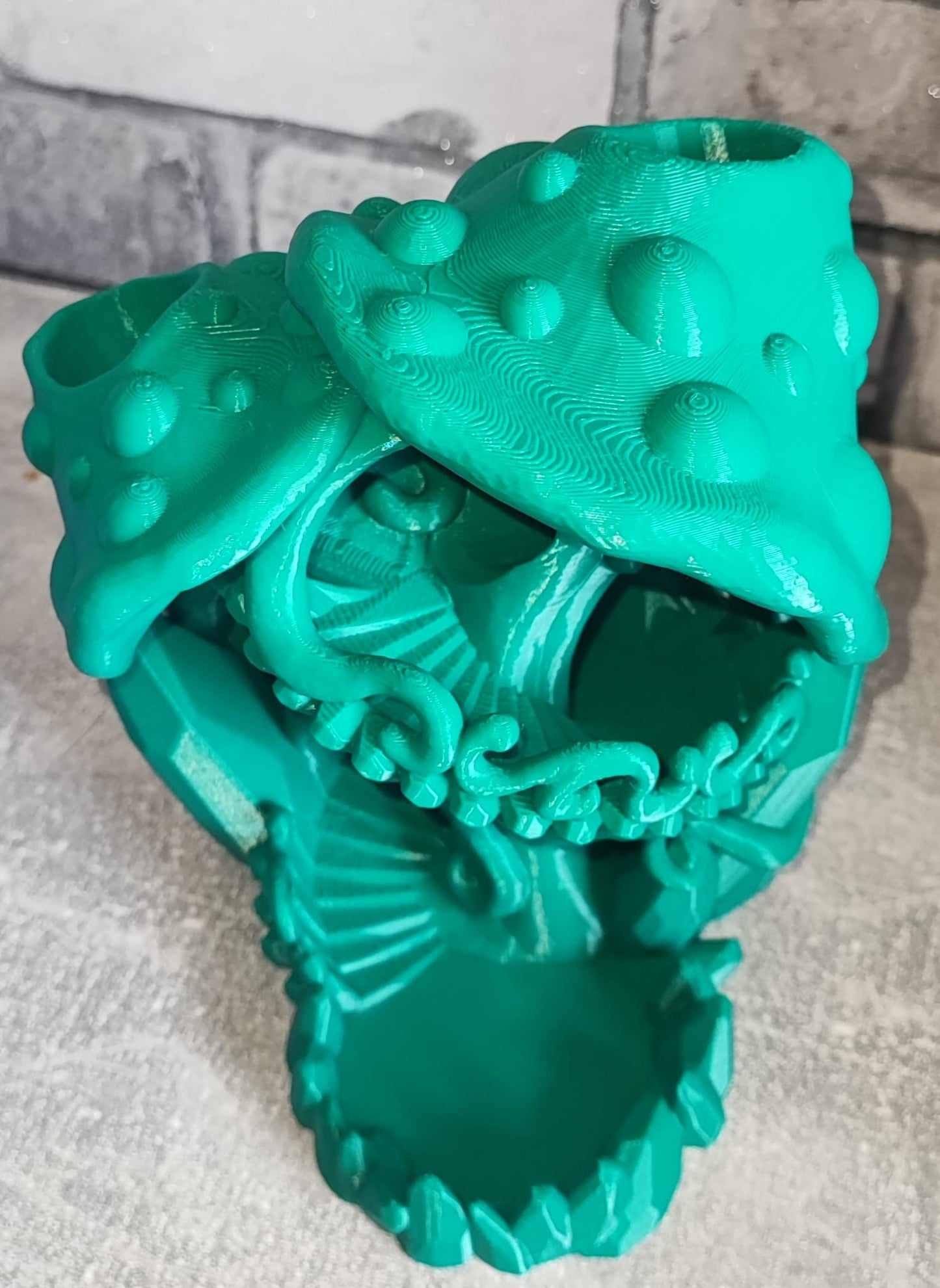 Art 0194 Kristall Pilz Würfelturm | 3D-gedruckt| 17,5*14,0cm | PLA grün Deko Home Geschenk Art 0194