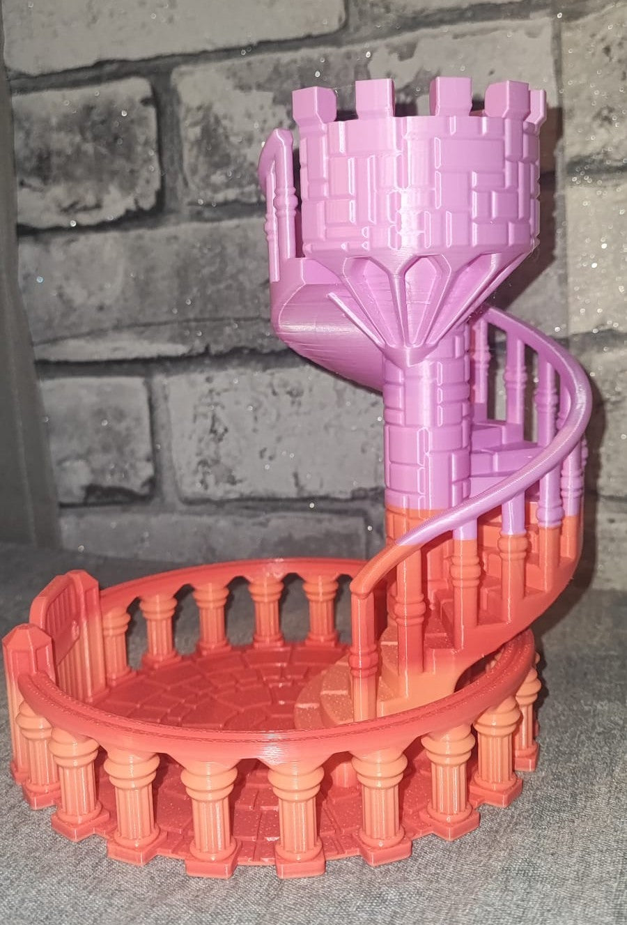 Art 0166 Drachen Würfelturm Burg| 3D-gedruckt| 18*14,5cm | PLA pink citrus rosa Deko Home Geschenk Art 0166