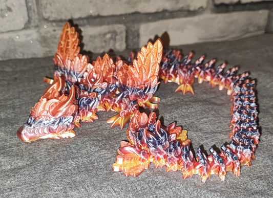 Art 0156 Flexi Mondflügel Drache | 3D-gedruckter beweglicher Drache | ca. 41,5 cm lang | PLA Regenbogen Deko & Geschenk für Fantasy-Fans Art 0156