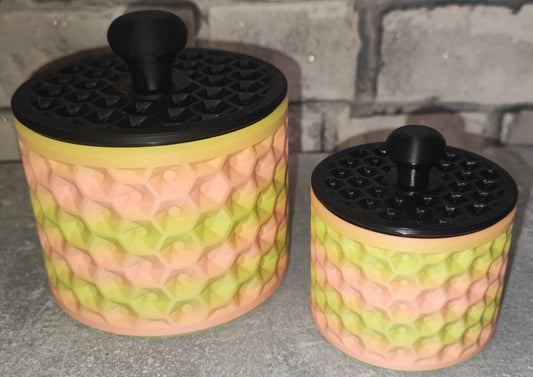 Art 0279 Deko Honigwaben Behälter 2er Set| 3D-gedruckt | kleiner und mittlerer Behälter| PLA orange grün matt| Deko Home Geschenk