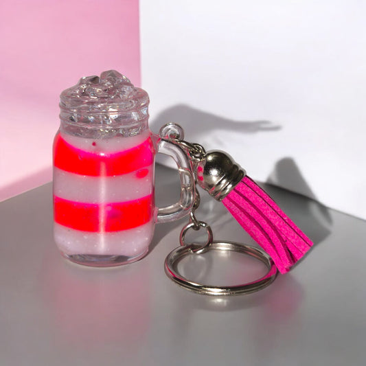Mini Schlüsselanhänger im Snowglobe Design - Unikat - mit Quaste und Schlüsselring - Art Nr S031