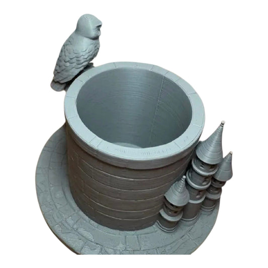 Magischer Stiftehalter mit Eule & Zauberschloss - 3D gedruckt - Dekoartikel Art Nr. E-0014