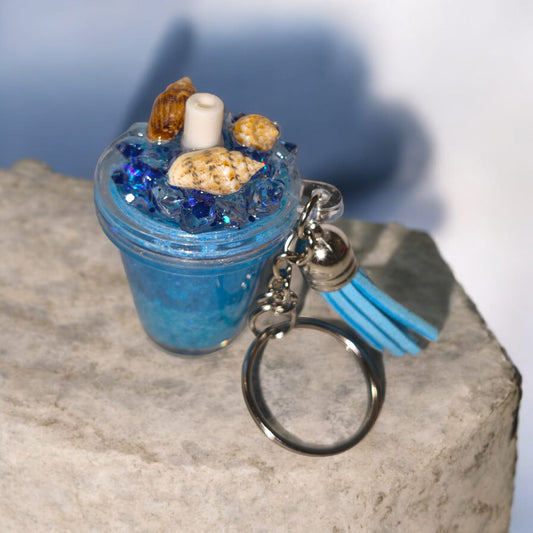 Mini Schlüsselanhänger im Snowglobe Design - Unikat - mit Quaste und Schlüsselring - Art Nr S026