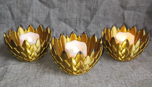 Art 0128 Drachenschuppen Teelichthalter| 3D-gedruckt| 5*8cm | PLA gold Seiden Deko Home Geschenk Art 0128