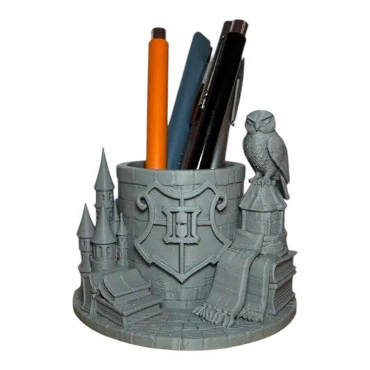 Magischer Stiftehalter mit Eule & Zauberschloss - 3D gedruckt - Dekoartikel Art Nr. E-0014