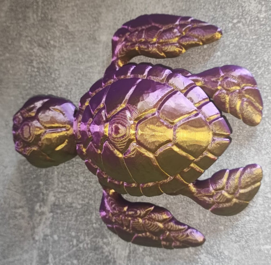 Art 0216 Riesen Schildkröte Deko| 3D-gedruckt | 18*15cm lang/breit | PLA lila/gold Deko Home Geschenk B- Ware