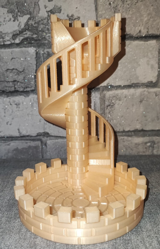 Art 0164 Drachen Würfelturm Burg| 3D-gedruckt| 18*12,5cm | PLA Sandgold schimmernd Deko Home Geschenk Art 0164