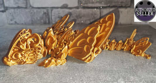 Art. 0197 Großer Schmetterlings Drache| 3D-gedruckter beweglicher Drache | 31 cm lang | PLA Silk Deko & Geschenk für Fantasy-Fans Art. 0197