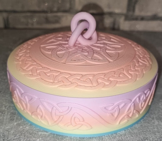Art 0304 Dose mit Muster | 3D-gedruckt | ca 13cm Durchmesser und 8cm hoch| PLA matt Regenbogen | Deko Home Geschenk